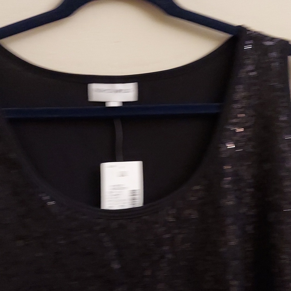 FASHION BUG Black Sequinned Round Neck Sleeveless Tank Top - Picture 4 of 12